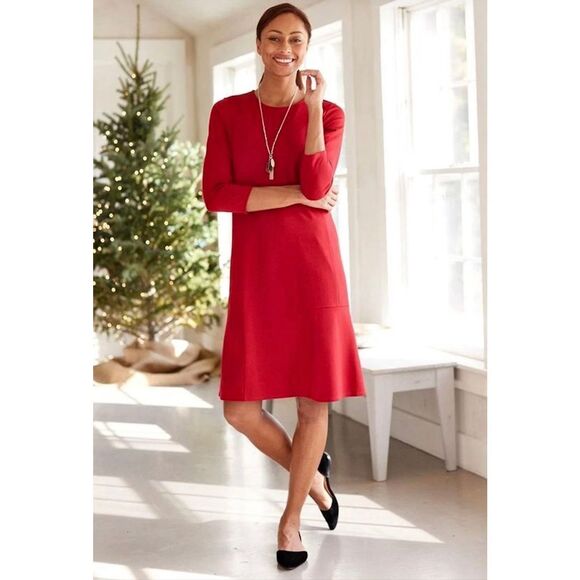 NEW J Jill Gorgeous Multi seamed  Dress size XL Petite True Red Quarter Sleeves - Picture 1 of 10